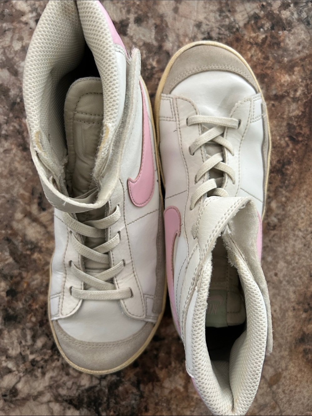Nike Women's High-Top Sneakers in White and Pink Accents fair condition